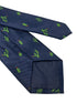 Navy dark blue tie with embroidered cactus design